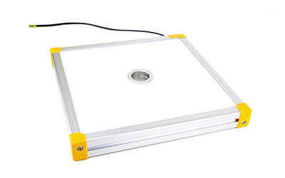 EFFI-FD – Diffuse, leistungsstarke flache LED-Domleuchte zur Inspektion reflektierender Oberflächen für die industrielle Bildverarbeitung und Qualitätskontrolle.