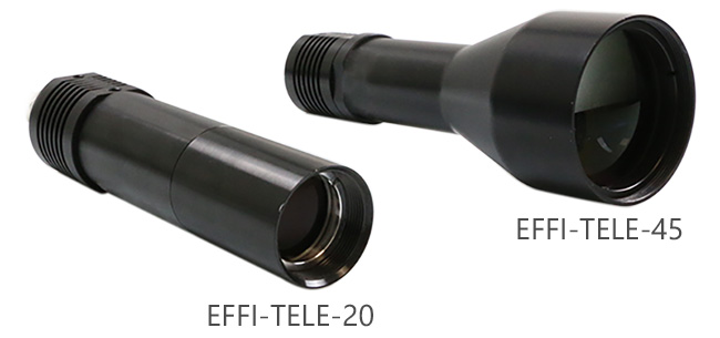 Darstellung der beiden telezentrischen Projektoren der EFFILUX-Reihe, EFFI-TELE-20 und EFFI-TELE-45. Diese beiden Produkte könnten Ihren Bedürfnissen entsprechen.