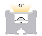 Présentation de l'angle d'émission à 45° d'un Effi-Flex-LG équipé d'une lentille placée en position 1