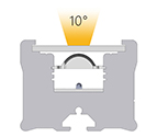 Présentation de l'angle d'emission à 10° d'un Effi-Flex-LG équipé d'une lentille placee en position 3