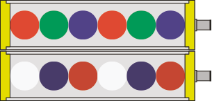 Darstellung der Verteilung der LEDs einer dreifarbigen EFFI-Flex – Zum Einsatz in der industriellen Bildverarbeitung und Qualitätskontrolle.