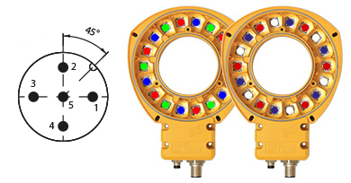 Characteristics of the 5-pin M12 connector used to power the Effi-Ring for machine vision and quality control.