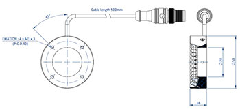 Diagram showing the dimensions of the components of an Effi-RLSW-00-50 for machine vision and quality control.